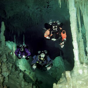 Harry (left), Tom (center) and Leo (right) in a cave.