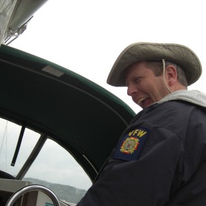Bill (enzed) at the helm, Apostle Islands, WI