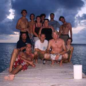 Friends from Captn Morgan's on dock at Little Cay