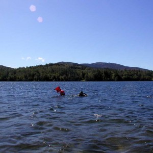 A scenic dive! Mount Monadnock in the background. Freshwater dive at Dublin