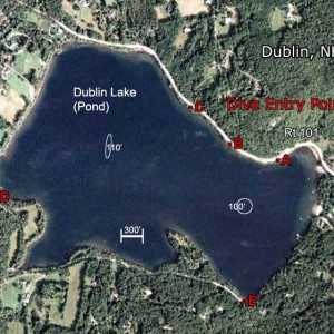 Dive Entry Points, Dublin Lake, Dublin, NH
