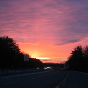 Sunrise on the road