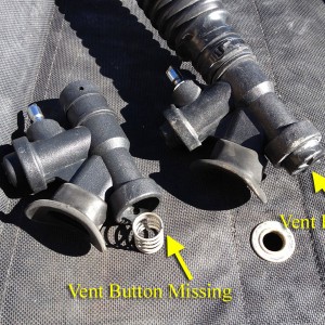 Power inflator vent button