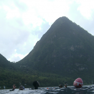 Bobbing on surface before the Pitons