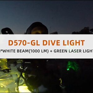 Scuba Dive Torch with Two Light Sources Real Underwater Test | OrcaTorch D570-GL Green Laser Light