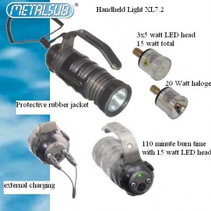 Handheld light XL7.2 with LED head and halogen head