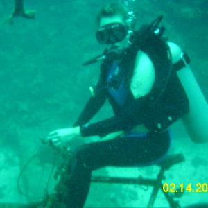 One of the diver bicycling at the Odyssey wreck