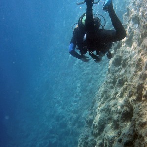 A wall dive in Zakynthos
