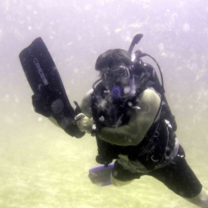Cooltech, and missing fin, Veterans Reef, May 2006