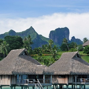 View from our overwater bungalow at the Bora Bora Nui