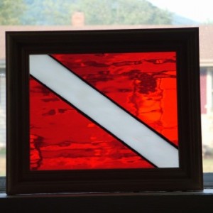 Red Stained Glass Diver Down Flag - no flash