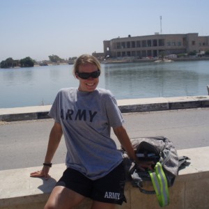 Allison posing in front of Al Faw palace