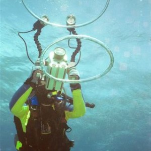Diver videotapes bubblerings in Maui
