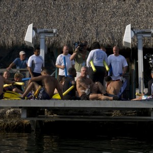 Soldiers Prepare to Swim with Dolphins