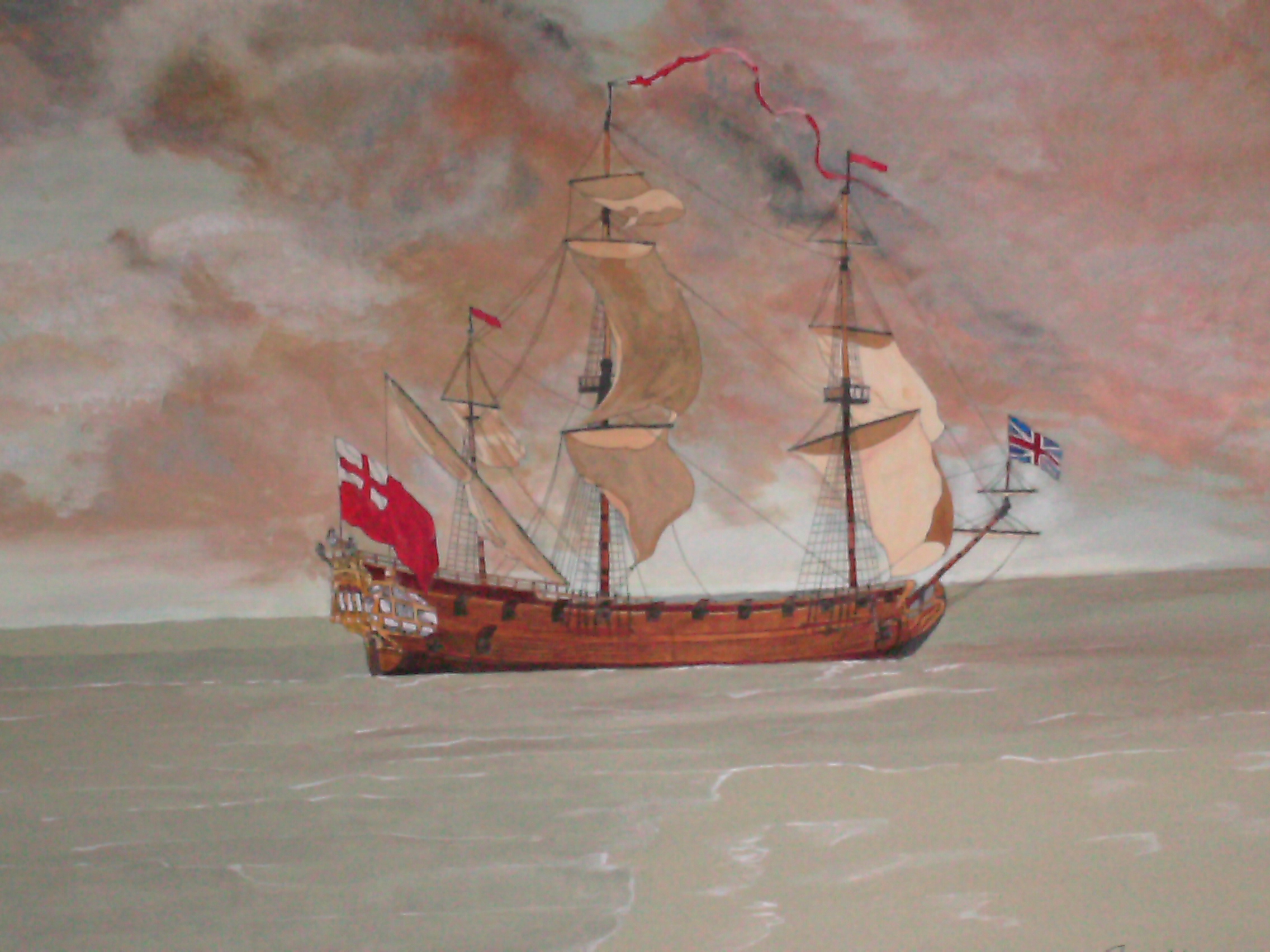 drawing of Capt. Morgans ship the HMS Oxford