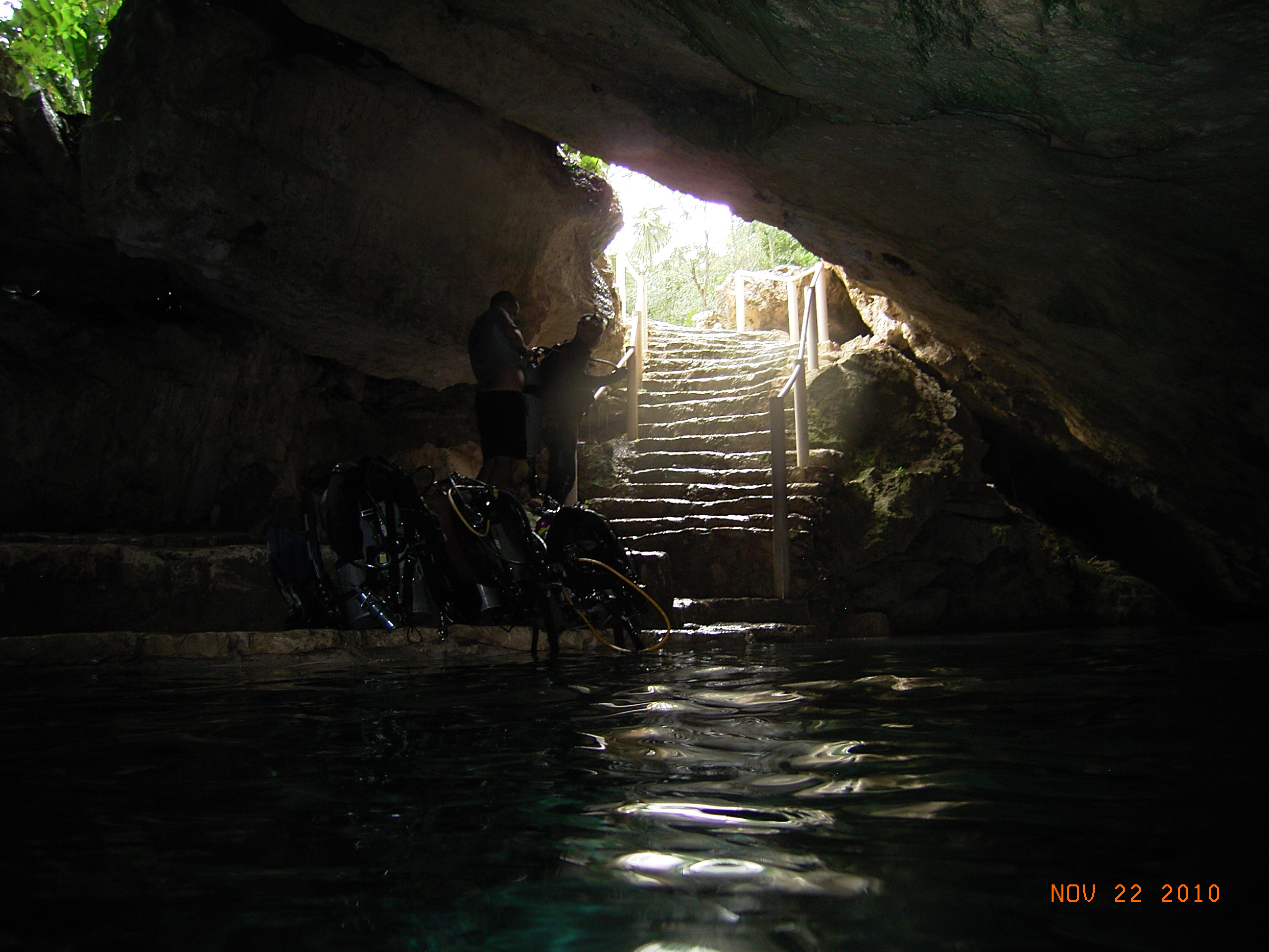 entrance to Chac Mool cenote