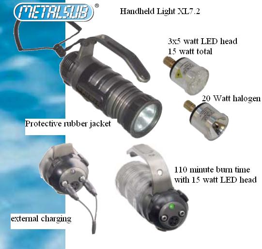 Handheld light XL7.2 with LED head and halogen head