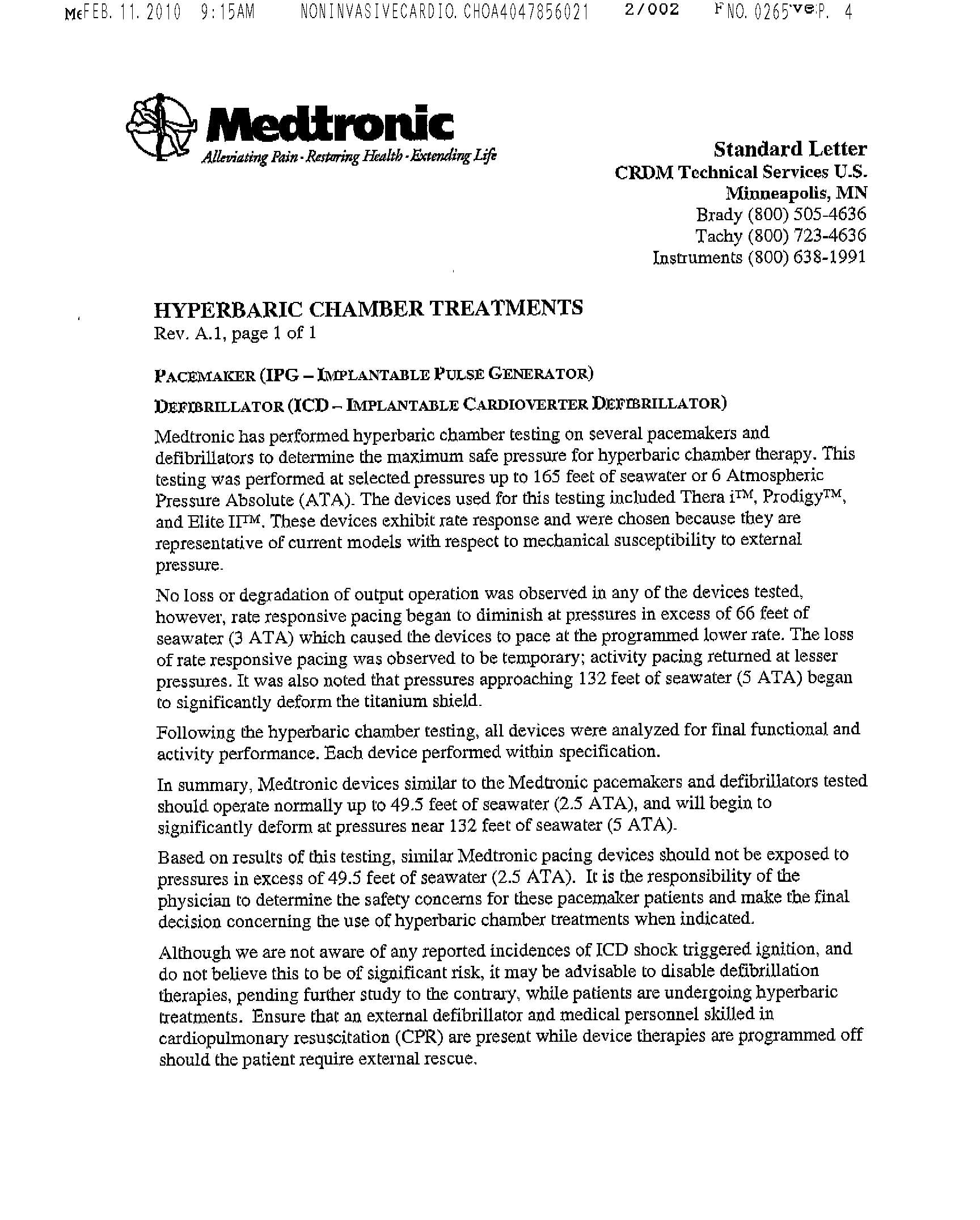Medtronic Pacemaker Statement