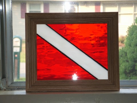 Red Stained Glass Diver Down Flags - flash