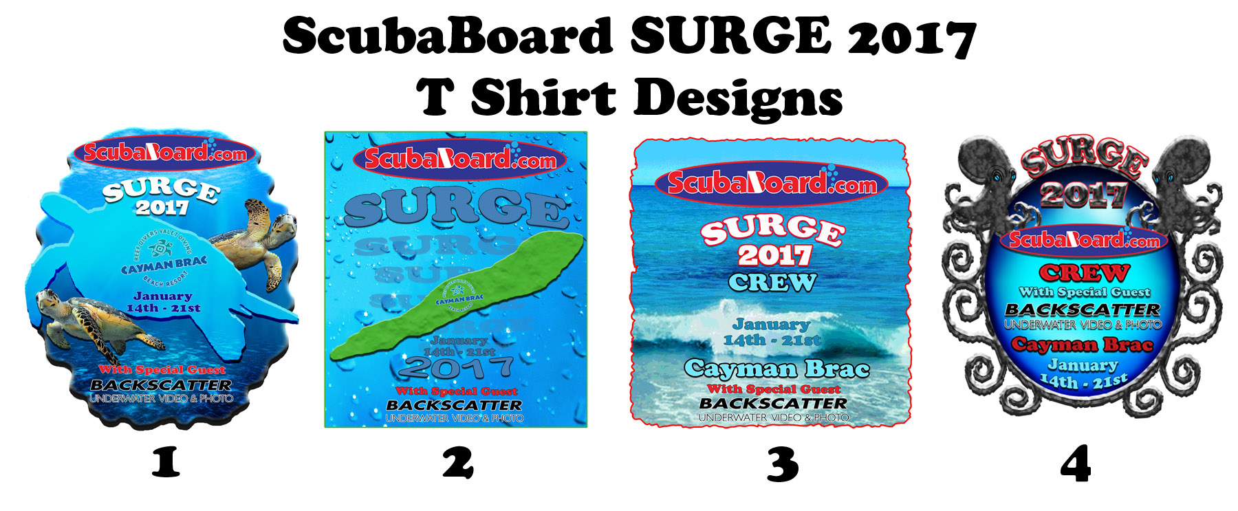 Scubaboard SURGE 2017 T Shirt Designs Sampler