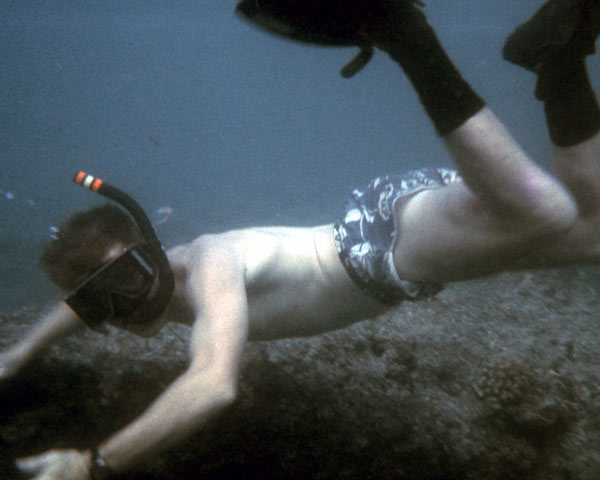 Snorkeling near Heron Island in May 1975