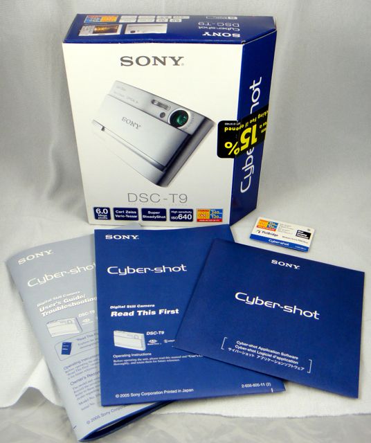 Sony DSC-T9 Box & Manuals